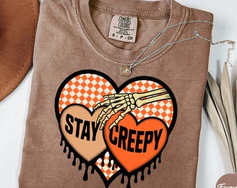 Stay Creepy Halloween PNG: Retro Skeleton Hand Graphic (Digital Download)
