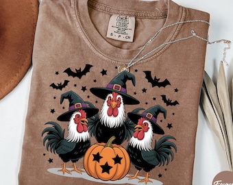 Leuke Halloween-kippen PNG, digitale download, Spooky Chicken, Pumpkin Chicken, Ghost Chicken, sublimatieontwerp, Clipart