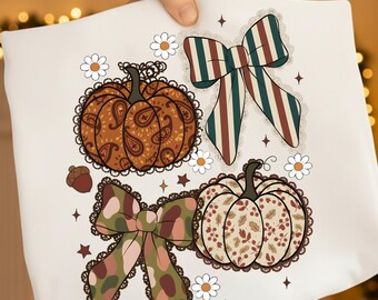 Floral Leopard Pumpkin PNG: Fall Coquette Bow (Digital Download)