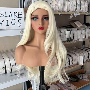 Wigs Princess Elsa Wigs Cosplay Wigs Game Character Wigs Cartoon Wigs Side Parted Wig White Wavy Wigs Synthetic Wigs Roleplay wigs for Women