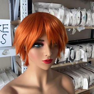 Wigs Cosplay Wigs Peter Pan Wigs Cartoon Wigs Short Orange Wigs Synthetic Wigs Film Character Roleplay wigs for Men Women