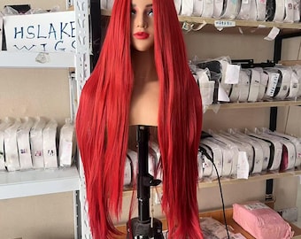 Sally Cosplay Wig: Long Red Synthetic Wig, Middle Part