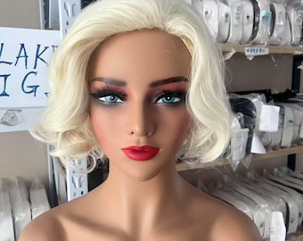 Blonde Wig: Short Wavy Synthetic Cosplay