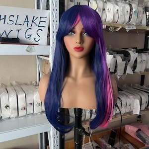 Wigs Cosplay Wigs Twilight Sparkle Wigs Game Character Wigs Cartoon Wigs Rainbow Wigs with Tails Synthetic Wigs Roleplay wigs for Women