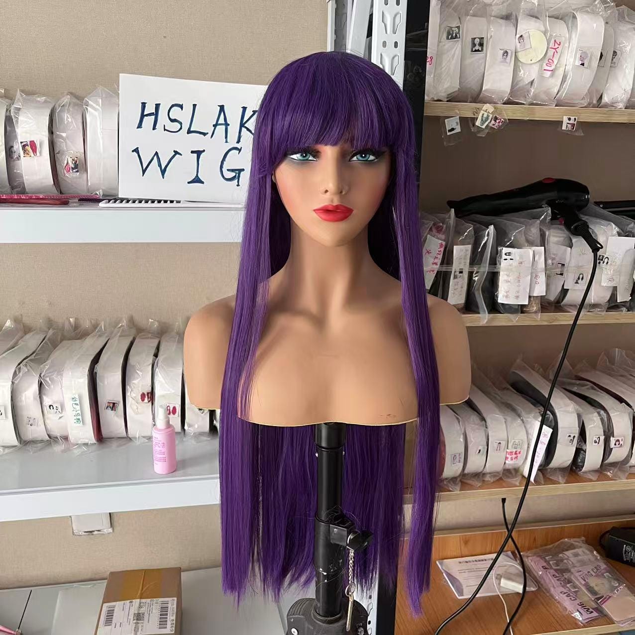 Perruque Cosplay Longue Tressée Violette - Perruque Synthétique Pour Halloween Et Déguisements Anime - 10
