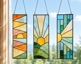 PATTERN• Stained Glass Pattern | Easy Sunset Design for Beginners | Digital Download Suncatcher DIY Template