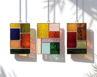 Geometric Stained Glass Pattern: Beginner Suncatcher Template (PDF), Modern DIY Window Art
