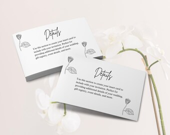 Minimalist Wedding Enclosure Card, Wedding Insert Card, Invitation Insert, Editable Insert Card, Customizable Enclosure Template