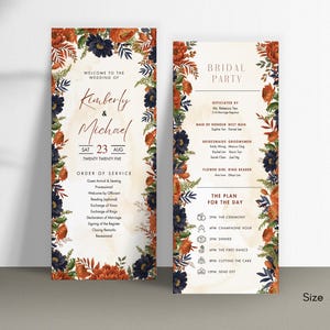 May include: Wedding invitation cards with floral borders. The cards feature the names "Kimberly & Michael" and wedding details. The design includes the text "Welcome to the Wedding of" and "Bridal Party". The cards are 10.16 x 22.86 cm.