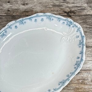 Antique Furnivals Blue & White Ironstone Platter – Extra Large Transferware – Floral Embossed English Serving Tray 1895–1912