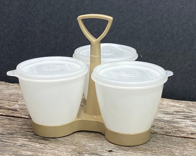 Vintage TUPPERWARE Condiment Caddy Server With 3 Bowls and Etsy