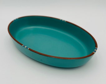 Dansk Mesa Turquoise 12'' Oval Baker 1990s Southwest Boho Casserole Dish