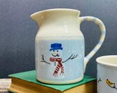 Hartstone Pottery, Snow People Pitcher 6 quot tall, 24 Oz Winter Dining Serving Snowman Pottery