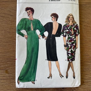 Vogue 9481 Evening Dress Pattern: 1980s Cocktail Gown, UNCUT Size 6-10