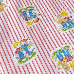 1970er Jahre Hippie Stoff - 4 Meter - Mod Paar Druck - Rot gestreifte Baumwolle