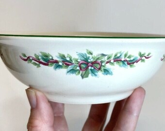 Pfaltzgraff Holly Joy Bowl for Soup or Cereal Holly and Ribbon with green trim