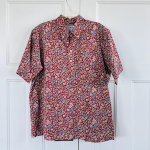 Vintage Reyn Spooner Hawaiian Shirt XL: Reverse Print Red Floral Aloha Popover