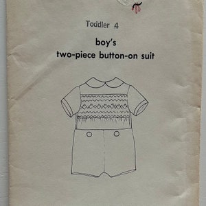 Vintage Smocking Pattern for Boy’s Playsuit – Suzanne Sheier 1979, Toddler Size 4, Uncut Factory Folded Sewing Pattern