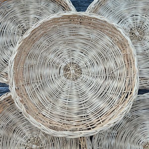 Vintage Wicker Paper Plate Holders - Set of 10 Bamboo Chargers - Rustic Party Decor