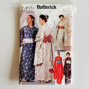 Butterick 6698 P451 Pattern: Japanese Kimono Costume Sewing Pattern UNCUT Sizes XS–XL, Robe, Obi & Sash