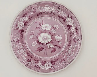 Spode Archives Collection Red & White Floral 7 1/2" Salad Plate Cranberry Transferware