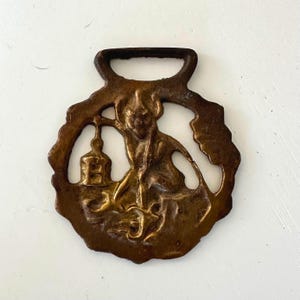 Vintage Pixie Horse Brass Medallion: Cornish Folklore Halloween Decor