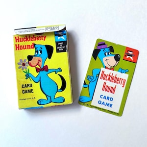 Jogo de cartas Huckleberry Hound, vintage dos anos 1960, infantil, 34 cartas de baralho, jogo de cartas de concentração
