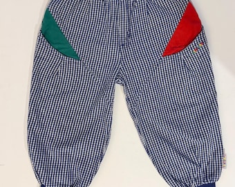 Vintage 90s Gymboree Toddler Pants Balloon Style, Gingham with Color Block Pockets, Cotton