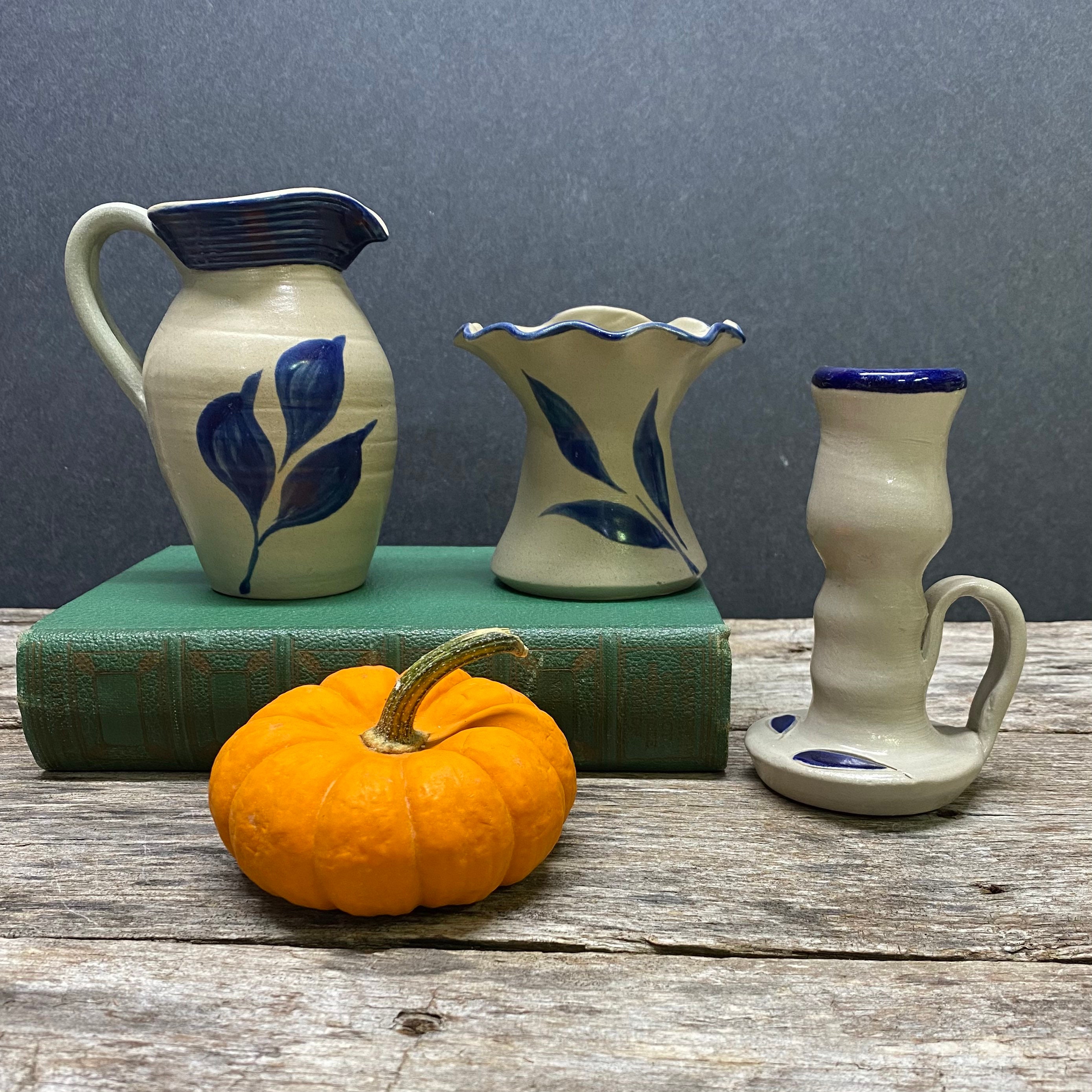 Set of 3 Williamsburg Pottery Collection Vintage Blue and Etsy