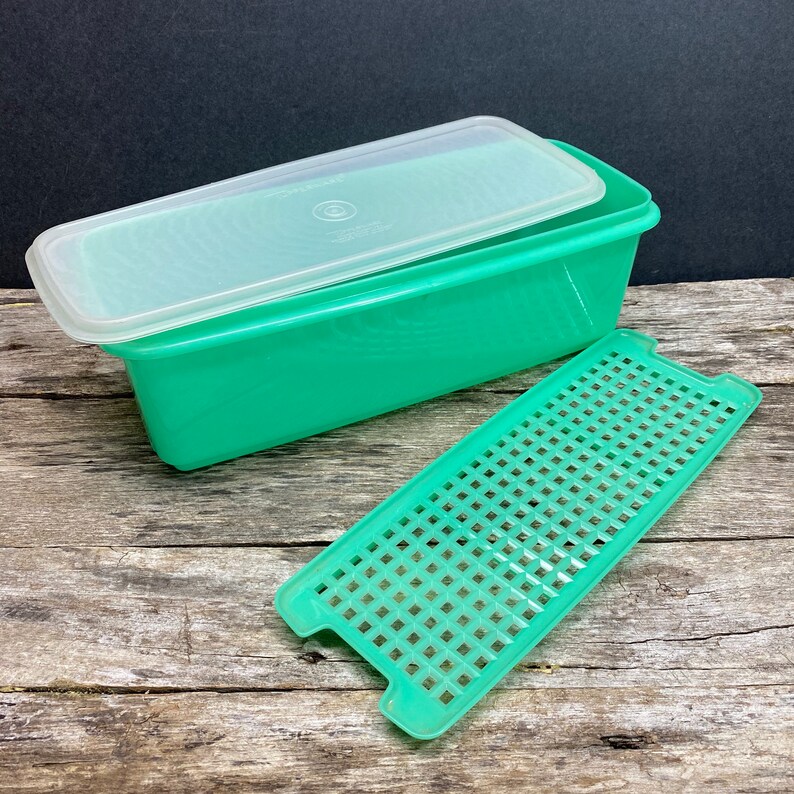 Vintage Tupperware Vegetable Keeper Jadite Green Produce Etsy