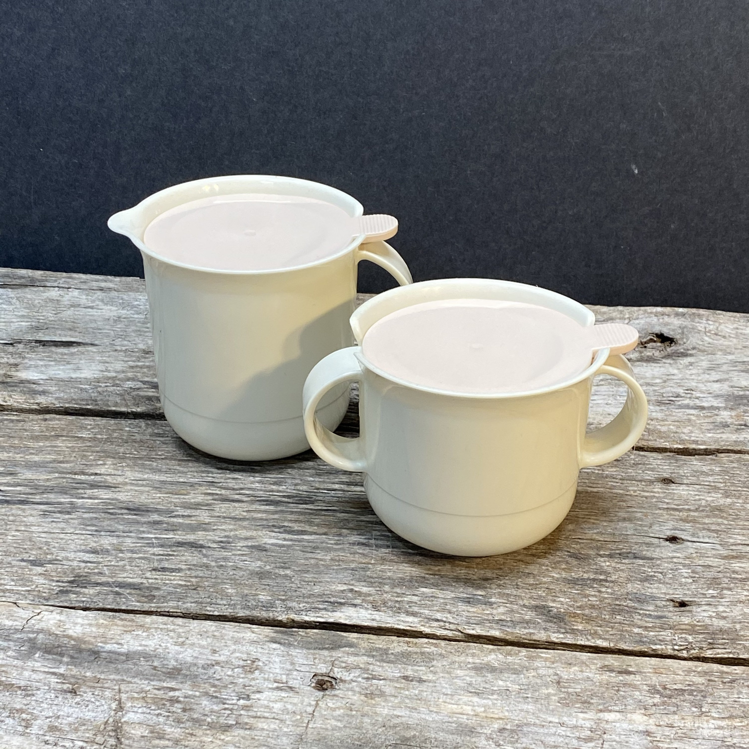 Vintage Tupperware Sugar and Creamer Set Ivory and Light Pink Etsy