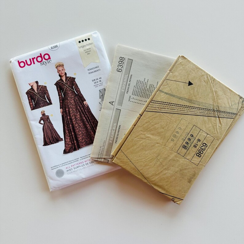 Burda 6398 Renaissance Costume Sewing Pattern Sizes 8–18 Uncut Factory ...