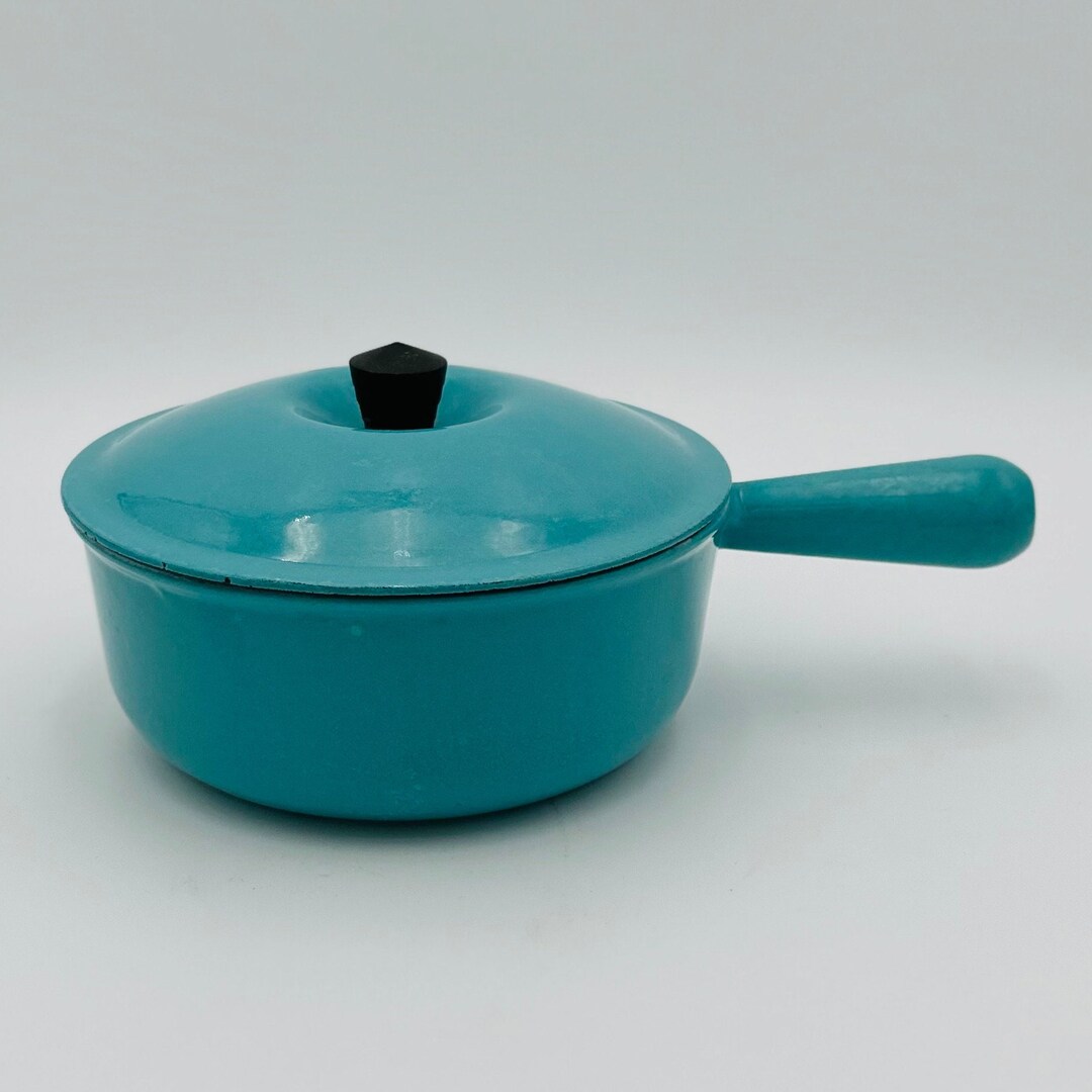 Lot De 3 Casseroles Le Creuset Vintage Raymond Loewy - Turquoise/Paris Blue - Années 50