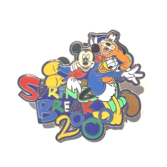 Vintage Disney Pin WDW Spring Break 2000  – Mickey Mouse, Goofy & Donald Walt Disney World Trading Pin, Collector Enamel Pin