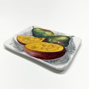 Vintage Italian Ceramic Cheese Board: Alvaro Cartei Signed Fruit Tray