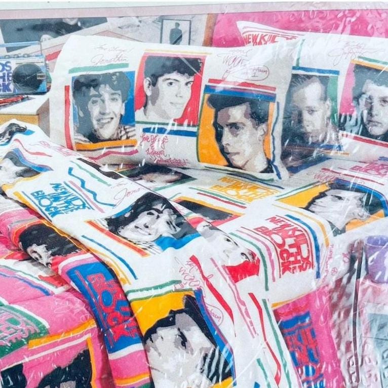 Vintage New Kids on the Block Twin Flat Sheet – 1990 Rock Express