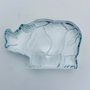 Dansk Zoo Crystal Rhinoceros: 1970s Scandinavian Glass Animal Figurine