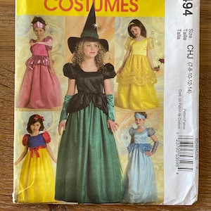 McCall’s 5494 Disney Princess Costume Sewing Pattern – Snow White, Belle, Witch – Child Sizes 7-8-10 – 2007 Out of Print