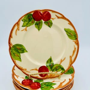 Vintage Franciscan Apple Salad Plates (Set of 6): Hand-Painted California Pottery