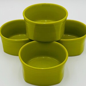Fiesta Lemongrass Square Soup Cereal Bowls, Set of 4 Homer Laughlin Retired Bright Lime Green Chartreuse Color