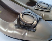 Vintage Salvatore Ferragamo shoes - Bronze Slip Ons - Women's shoe 8 narrow