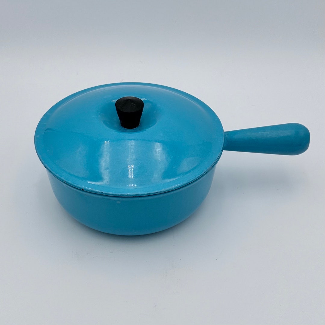 Lot De 3 Casseroles Le Creuset Vintage Raymond Loewy - Turquoise/Paris Blue - Années 50
