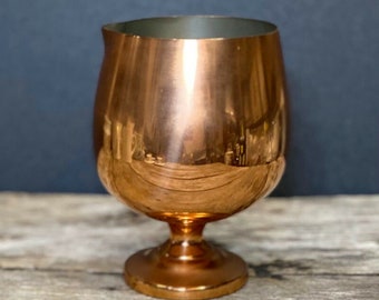 Copper Brandy Snifter Serving Goblet 1970's Retro Bar Ware made by Coppercraft Guild