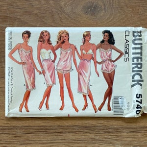 Vintage 1980s Plus Size Lingerie Sewing Pattern – Butterick 5740 UNCUT – Full Slip, Camisole, Panties, Teddy, Half Slip (Sz 18-20-22)