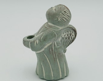 Isabel Bloom Angel Candleholder Vintage Singing 5" Figurine Holding Candle, Signed