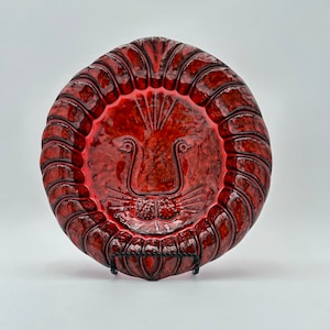 Alvino Bagni Italian Art Pottery Lion Plate Rosenthal Netter Red Lion Face Mid Century Modern