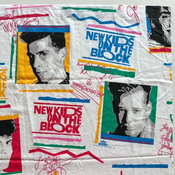 Vintage New Kids on the Block Twin Flat Sheet – 1990 Rock Express