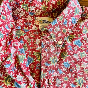 Vintage Reyn Spooner Hawaiian Shirt XL: Reverse Print Red Floral Aloha Popover