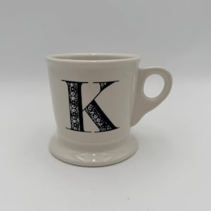 Anthropologie Monogram K-mugg – Retro rakkaffekopp, 433 ml svartvit initial bild 8