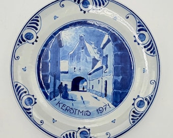 Royal Delft Christmas Plate 1971 Kerstmis – De Porceleyne Fles Dutch Delft Blue 7”